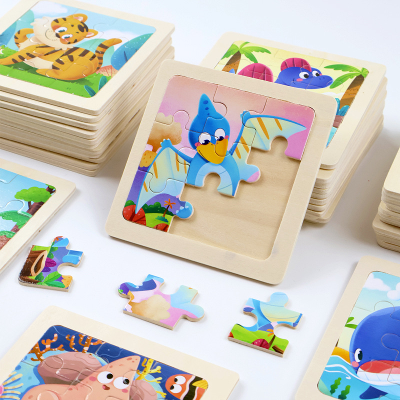 New Product Nine Small Wooden Puzzles Learning Toys Educational Learning Beech Wood Puzzle Boards Toy for Kids Boys &amp; Girls