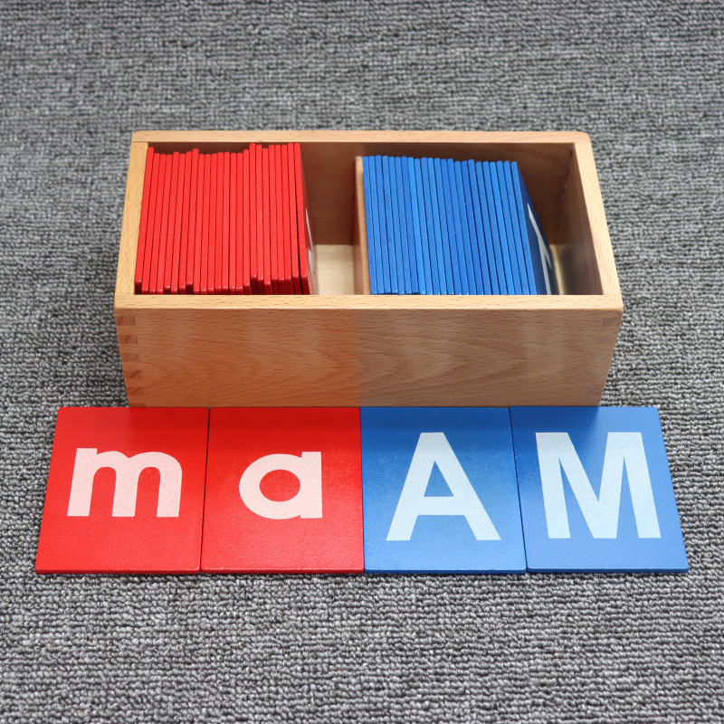 Montessori Kids Language Training Teaching Aids Uppercase Lowercase English Letters Sandpaper Letter Board Eco-friendly Toy