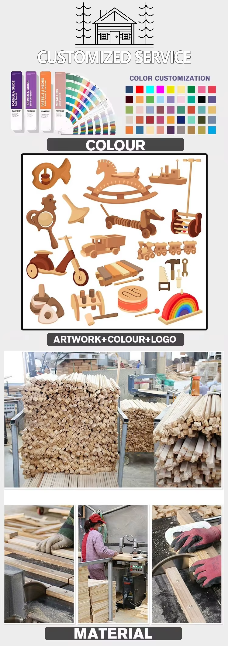 Wood Blank Ice Cream Beech Wood Ice Cream Montessori Toy