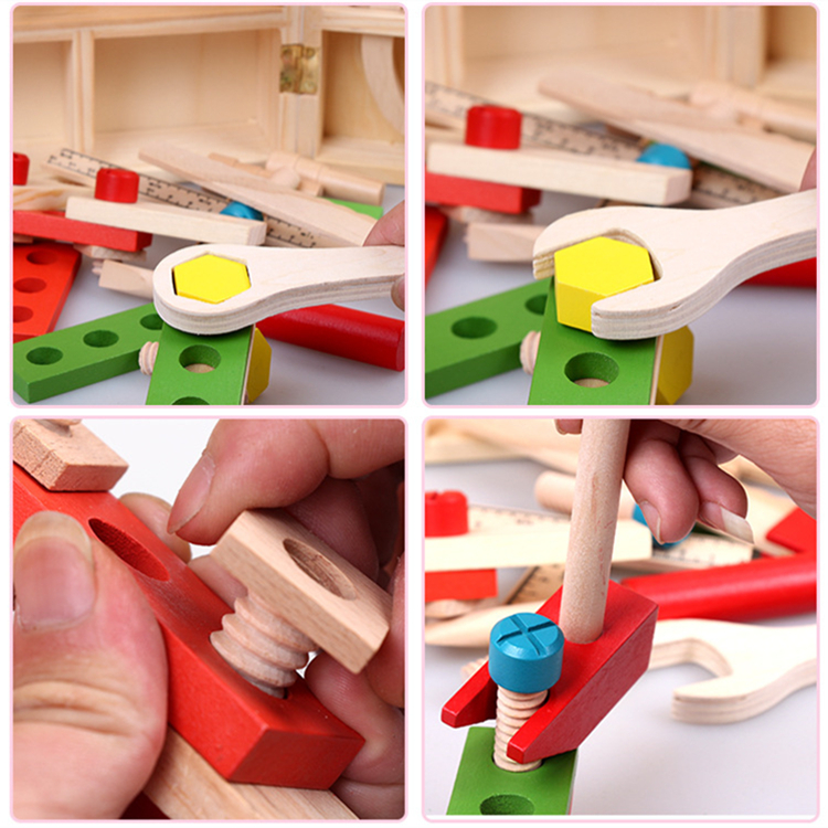 Pretend Play Carpenter Wooden Kids Toy Tool Set Style 2