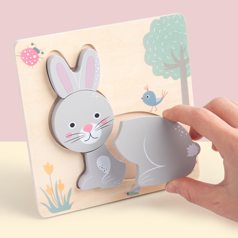 Children's Creative 3D Wooden Puzzles Early Learning Educational Cartoon Animals Puzzle Game Kids Intelligence Toy