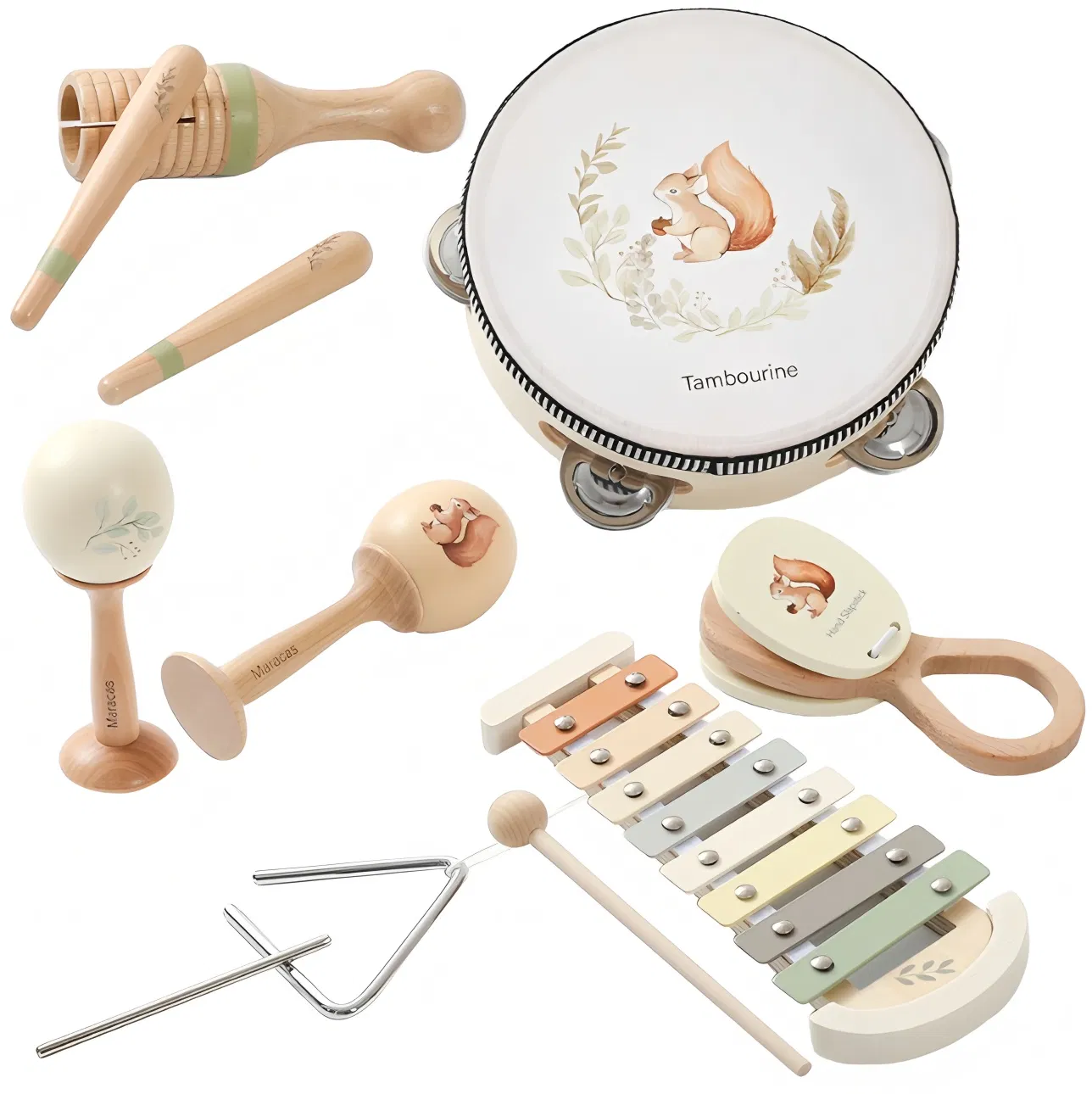 Children Kids Infant Baby Candy Parks Car Christmas Instruments OEM Manufacturer Wholesale Fancy Wooden Musical Set Toy