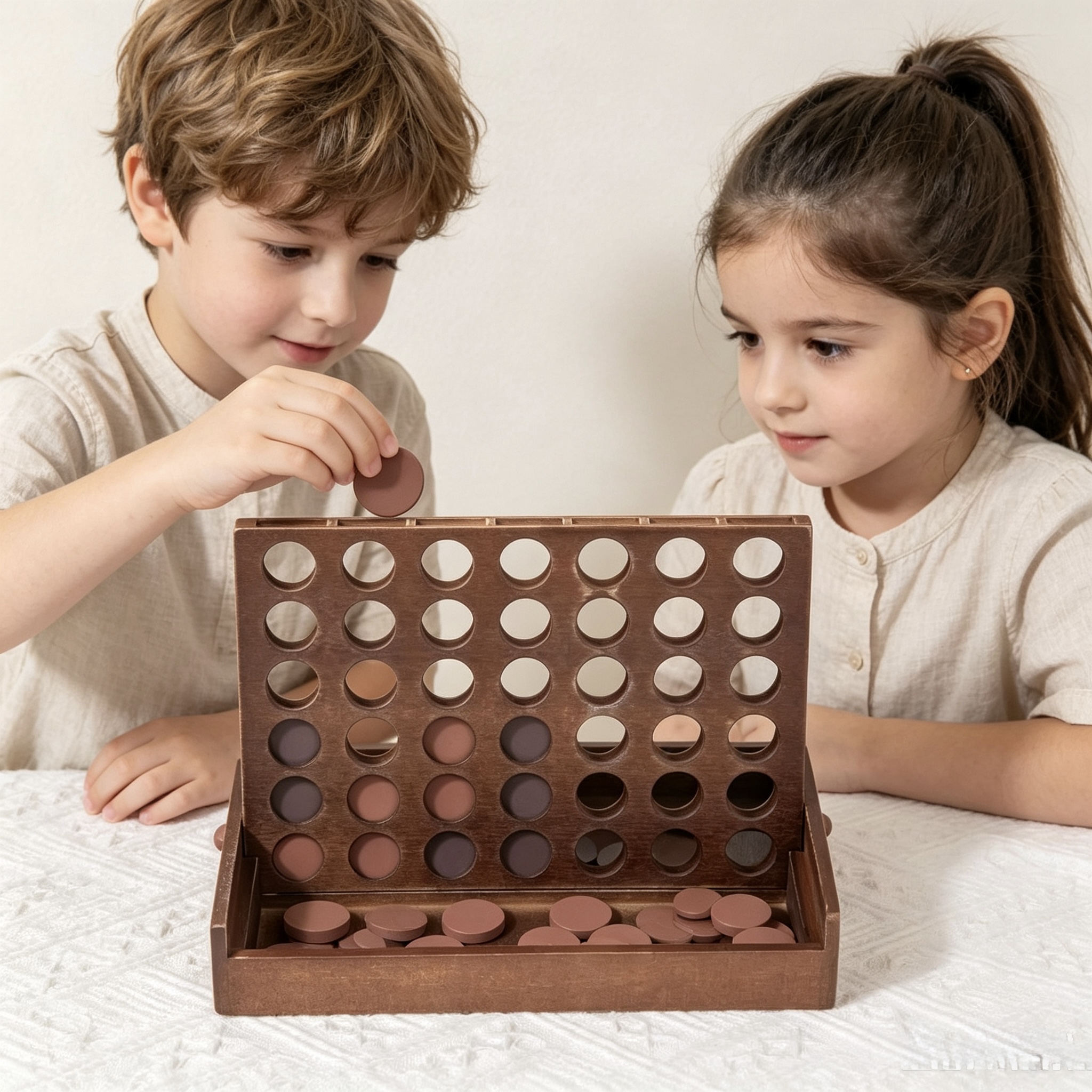 High Quality Wooden 4 Row Game 3D Color Boxed Strategy Board Game Thinking Training Parent-child Interactive Educational