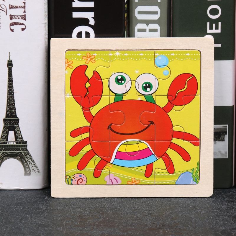 Wholesale Kids Wooden Puzzle Cartoon Animal Traffic Tangram Wood PuzzleToys Educational Jigsaw Toys for Children