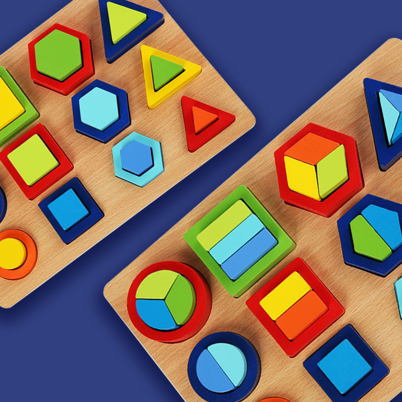 Wooden Geometric Shape Cognition Board Preschool Learning Educational Game Montessori 3D Matching Puzzle Sorting Math Toy