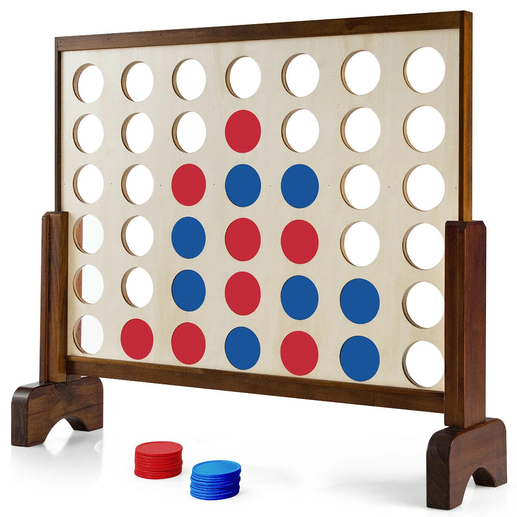 Children's Educational Wooden Four Player Connect Four Game-Giant 4 in a Row Eco-friendly Board Game Board Game Four in a Row