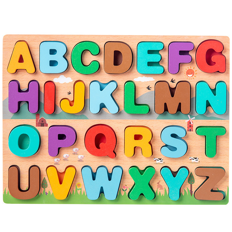 Alphabet Learning Jigsaw Puzzle Toys with Puzzle Boards and Alphabet Blocks for Girls and Boys Preschool Education