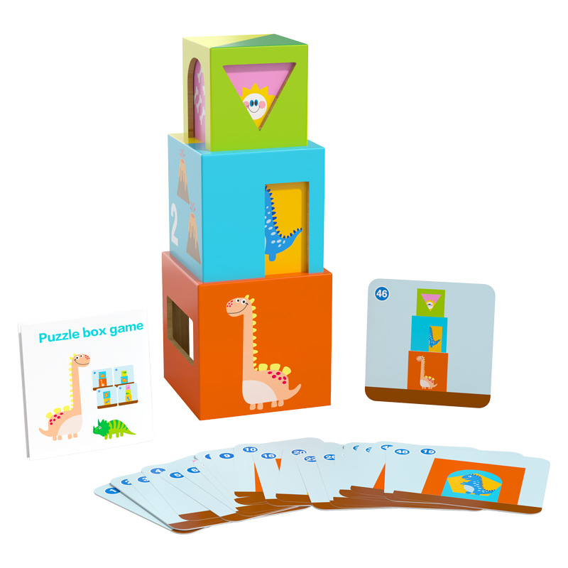 New Montessori Sensory Toy Wooden Stacking Boxes for Kids Color Recognition Educational Toy Art Style Nesting Blocks Set