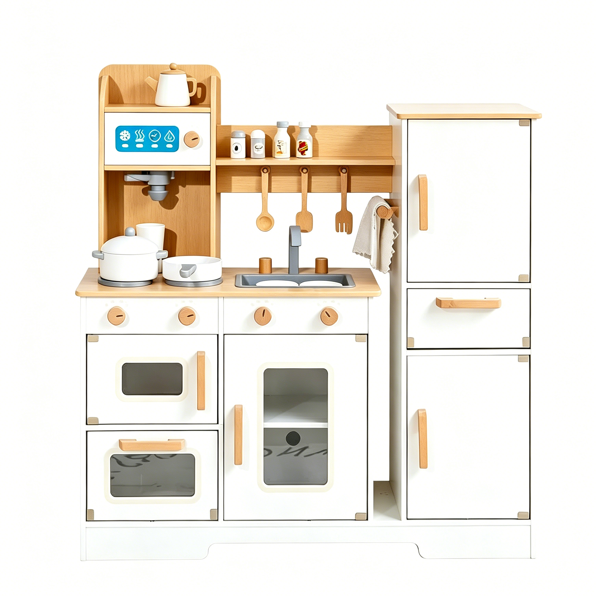 Children's Pretend Play Japanese-style Wooden Kitchen for Kids Large-size Simulation Cooking Set Food Preparation Toy