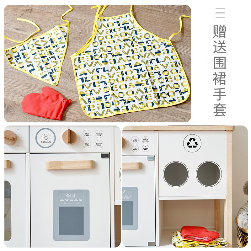 Multifunctional Wooden Kitchen Toys Baby Cooking Set Early Education Toy Role Play Simulation Kitchen Toy with Cutting Board