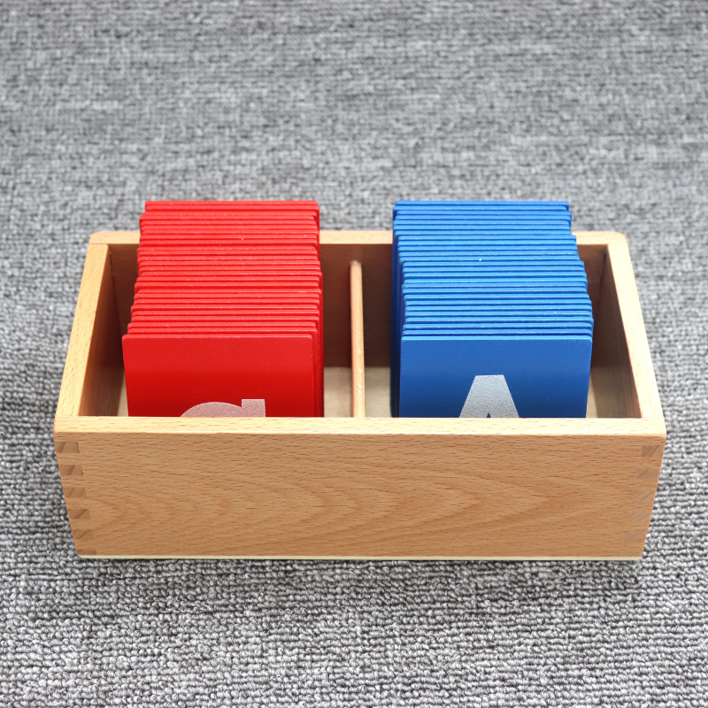 Montessori Kids Language Training Teaching Aids Uppercase Lowercase English Letters Sandpaper Letter Board Eco-friendly Toy