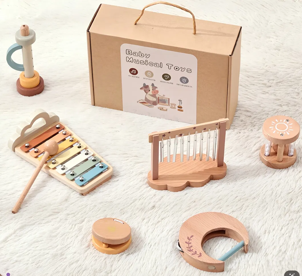 Children Kids Infant Baby Candy Parks Car Christmas Instruments OEM Manufacturer Wholesale Fancy Wooden Musical Set Toy