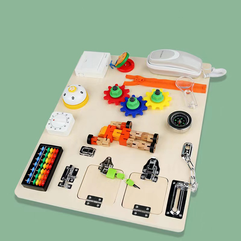 Wooden Panel Game Basic Skills Sensory Skills Travel Montessori Busy Board