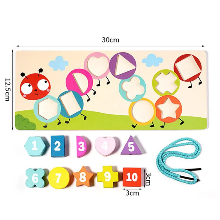 Fine Motor Skill Training Wooden Threading Toy Kids Number Cognition