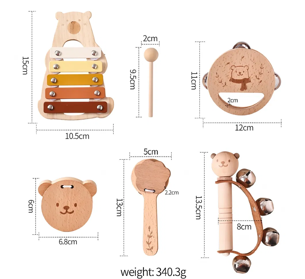 Children Kids Infant Baby Candy Parks Car Christmas Instruments OEM Manufacturer Wholesale Fancy Wooden Musical Set Toy