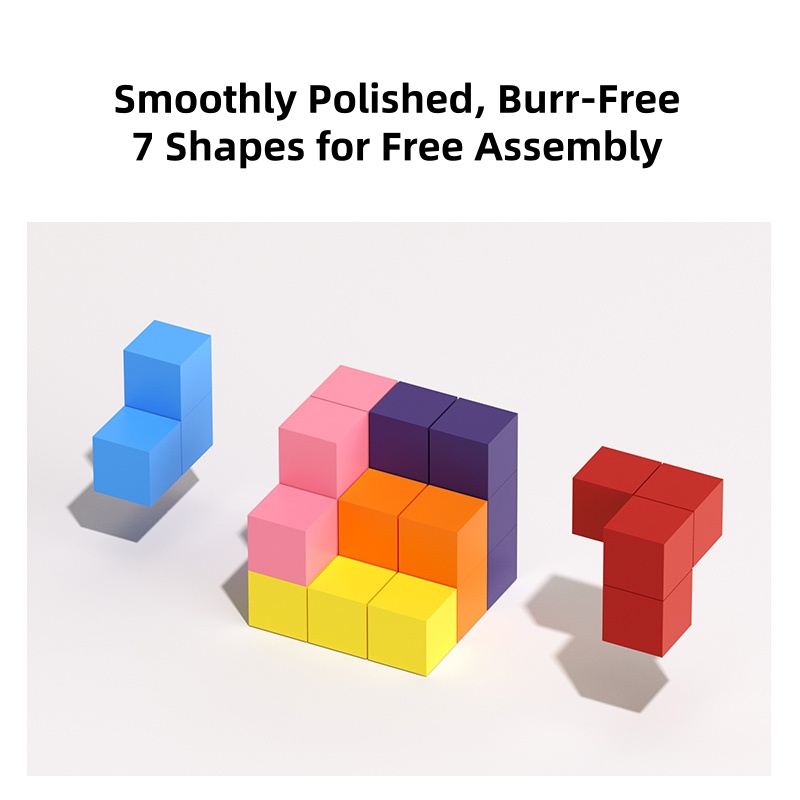 Montessori Children's 3D Spatial Thinking Building Blocks - 3D Cubes for Construction and Puzzle Play (Wooden Toy)