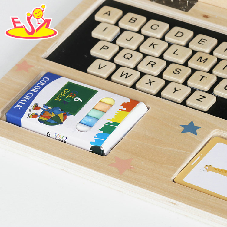 2025 Montessori Wooden Puzzle Laptop Toy - Interactive Computer Drawing Board &amp; Chalkboard Learning Set for Toddlers W12B303