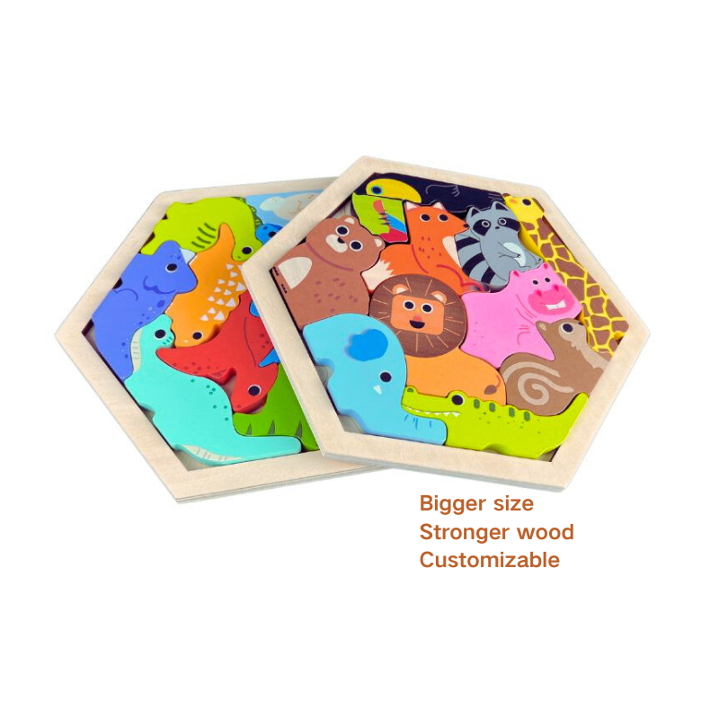 Custom Wooden Puzzle for Kid Animal Puzzle Pattern Blocks Stem Montessori Educational Puzzles