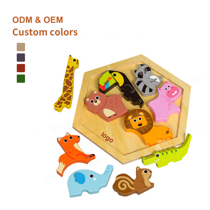 Custom Wooden Puzzle for Kid Animal Puzzle Pattern Blocks Stem Montessori Educational Puzzles