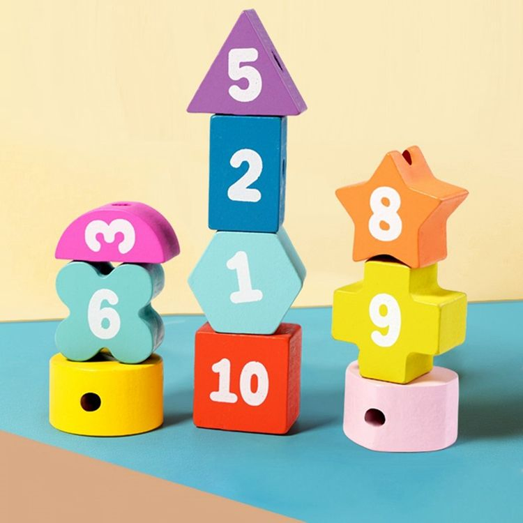 Fine Motor Skill Training Wooden Threading Toy Kids Number Cognition