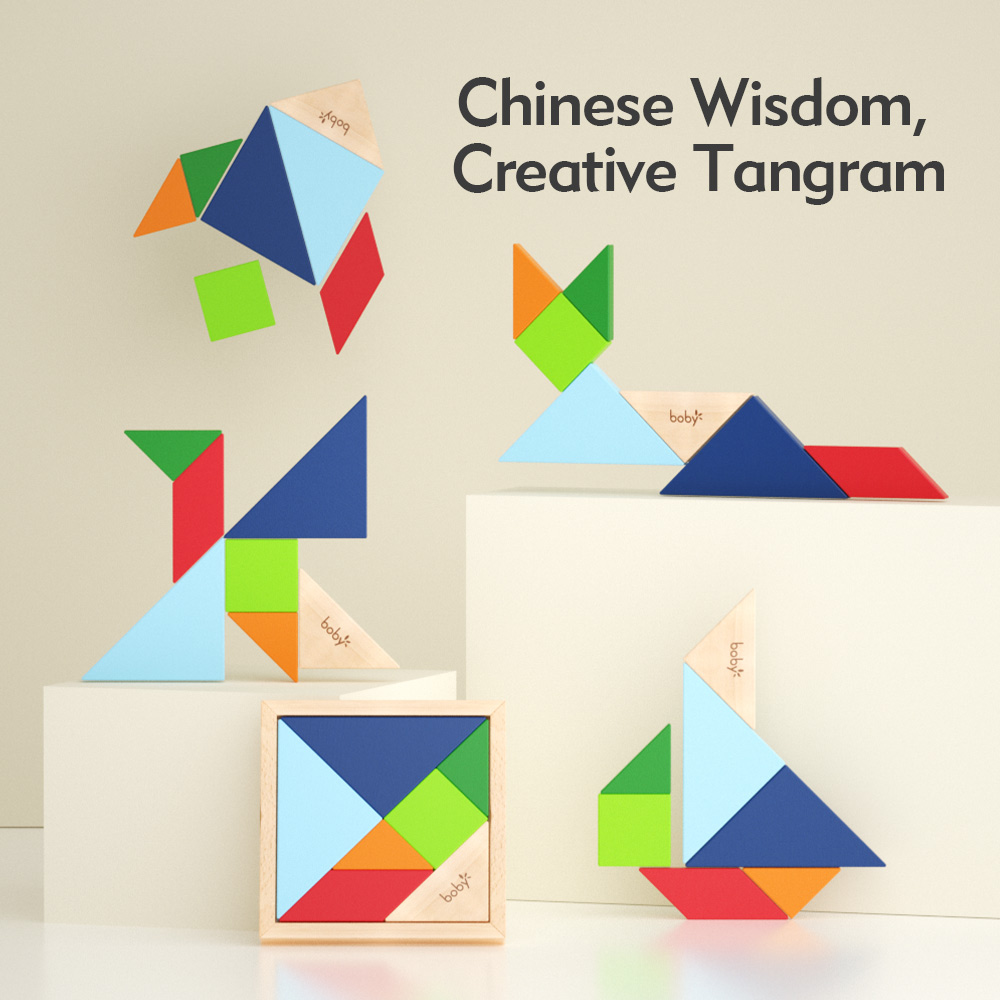 Wooden Montessori Educational Toys For Kids 3-5 Years Tangram Puzzle Brain Teaser Game Toy