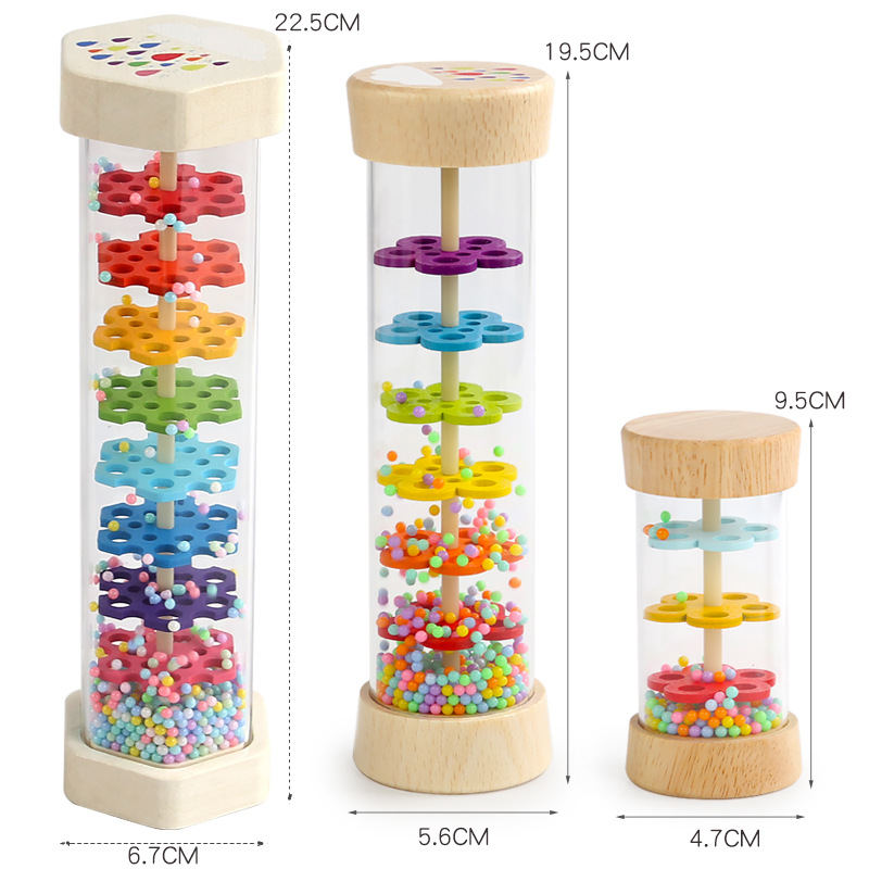 Early Education Children Hand-eye Coordination Training Baby Music Toy Wooden Rain Drum Musical Instrument