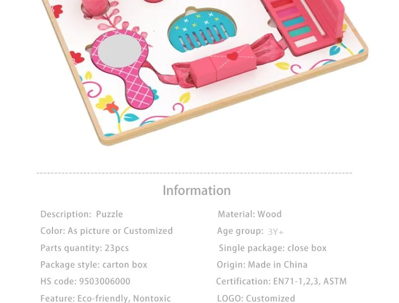 Wooden Toddler Role Play Puzzle Board, Montessori Educational Learning Toy