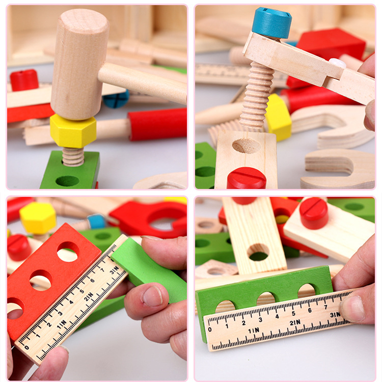 Pretend Play Carpenter Wooden Kids Toy Tool Set Style 3
