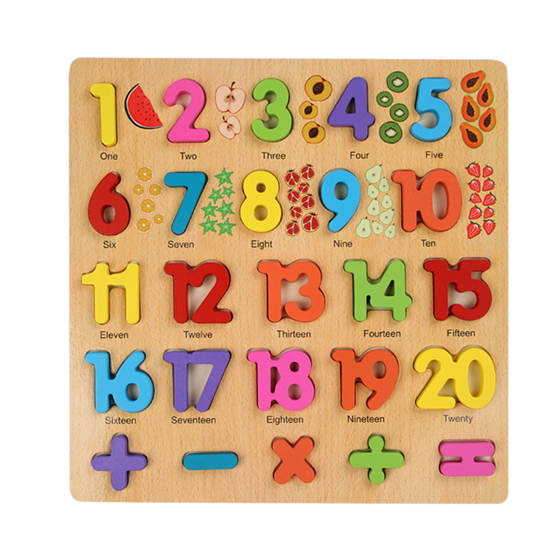 YUCI Wooden Children's Play Creative Game Cognitive Educational Number Alphabet Puzzle Board Toys for Kids Learning