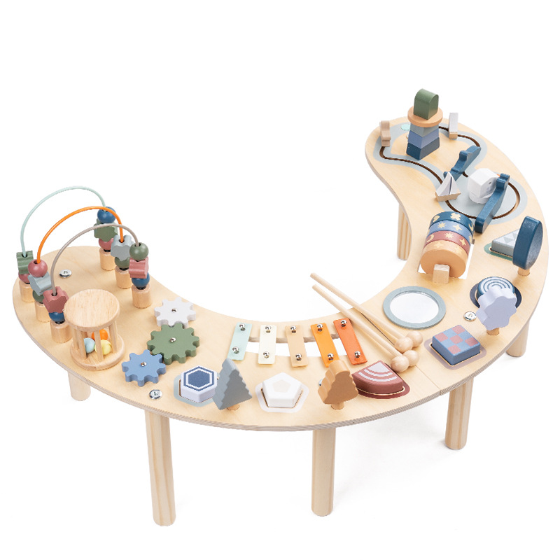 Hot Sale Montessori Multi-Functional Wooden Sensory Play Table With Xylophone And Activity Toys For Kids And Toddlers