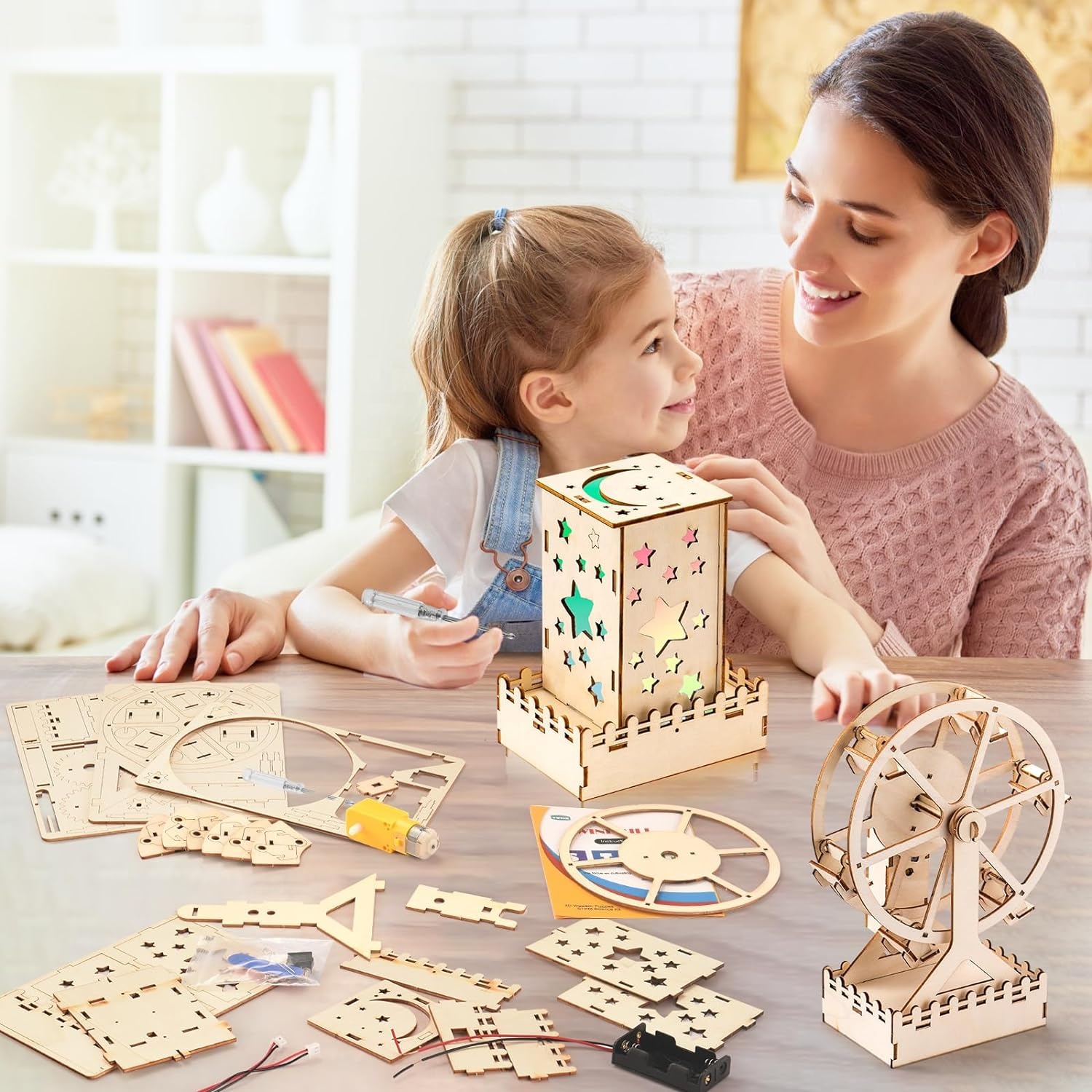 Unisex Wood Building Kits STEM Kit for Kids Ages 5-12 Encourages Creative Thinking and Problem Solving Skills