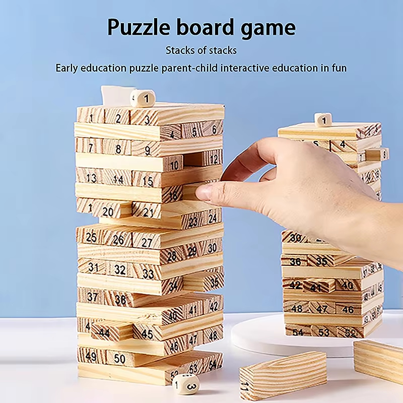 New Wooden Domino Tower Wood Building Blocks Toy Stacker Extract Building Game Educational Toy for Kids Gift