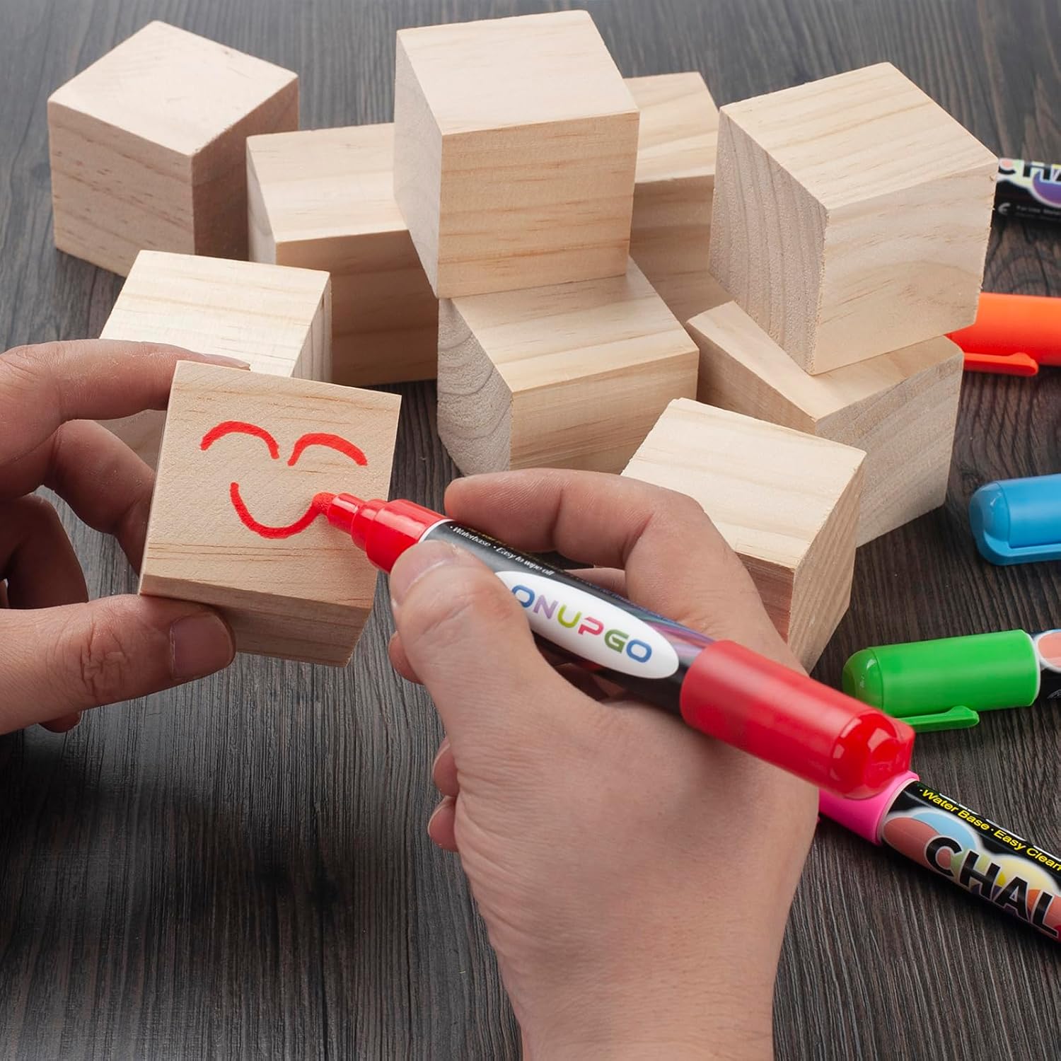 Custom Small Unfinished Wooden Blocks, Blank Craft Cubes for DIY Counting Alphabet Stamps Dice, Baby Shower &amp; Educational Toys