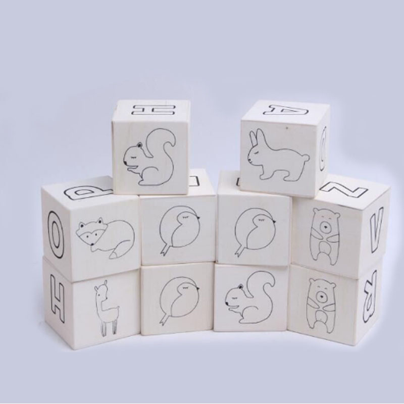 Nautical Style Wooden Building Blocks Toddlers Pine Wood Alphabet Number Stack Toys Polished Kids Souvenir Model Letters Cube