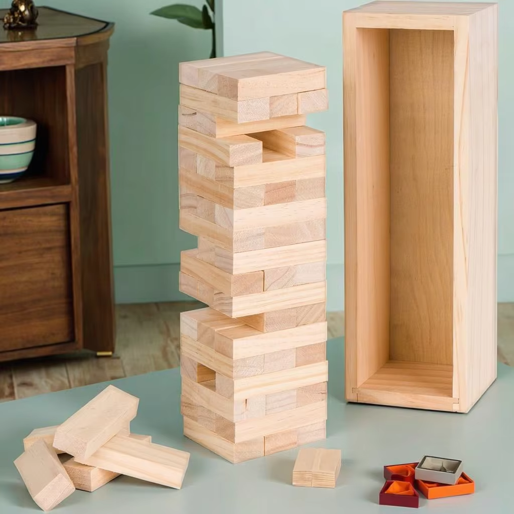 Unisex Wooden Blocks Stacking Game Fun DIY Educational Toy for 2-7 Years Sports Themed Model for Couples and Groups