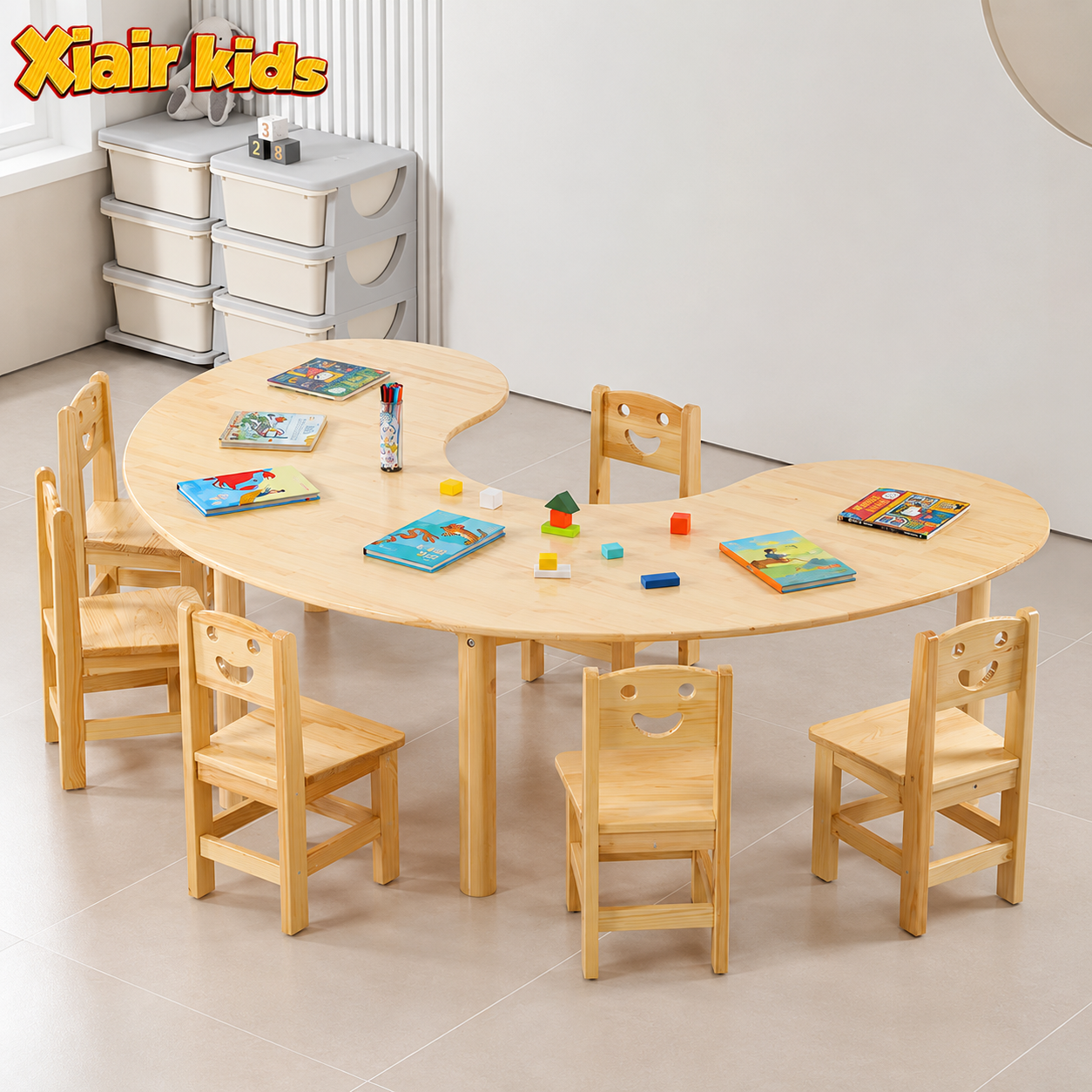 Montessori Solid Wood Table And Chairs Daycare Furniture Preschool Kindergarten Nursery School Kid Learning Table Classroom Use
