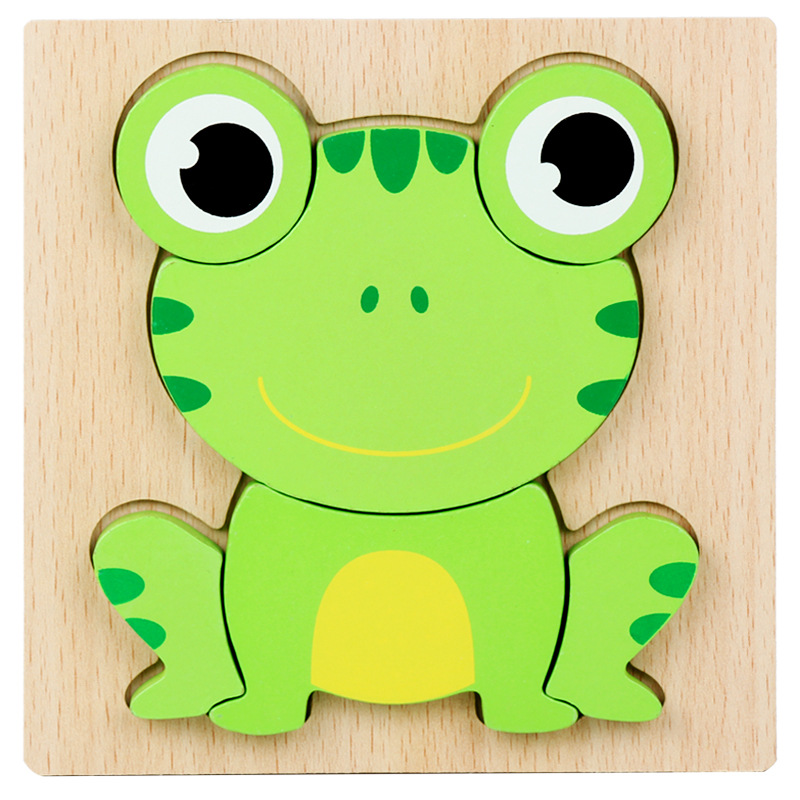 3D Wooden Animal Puzzle Baby Kids Toy Early Learning Preschool Educational Gift Game Wooden Jigsaw Puzzles Set for Kids