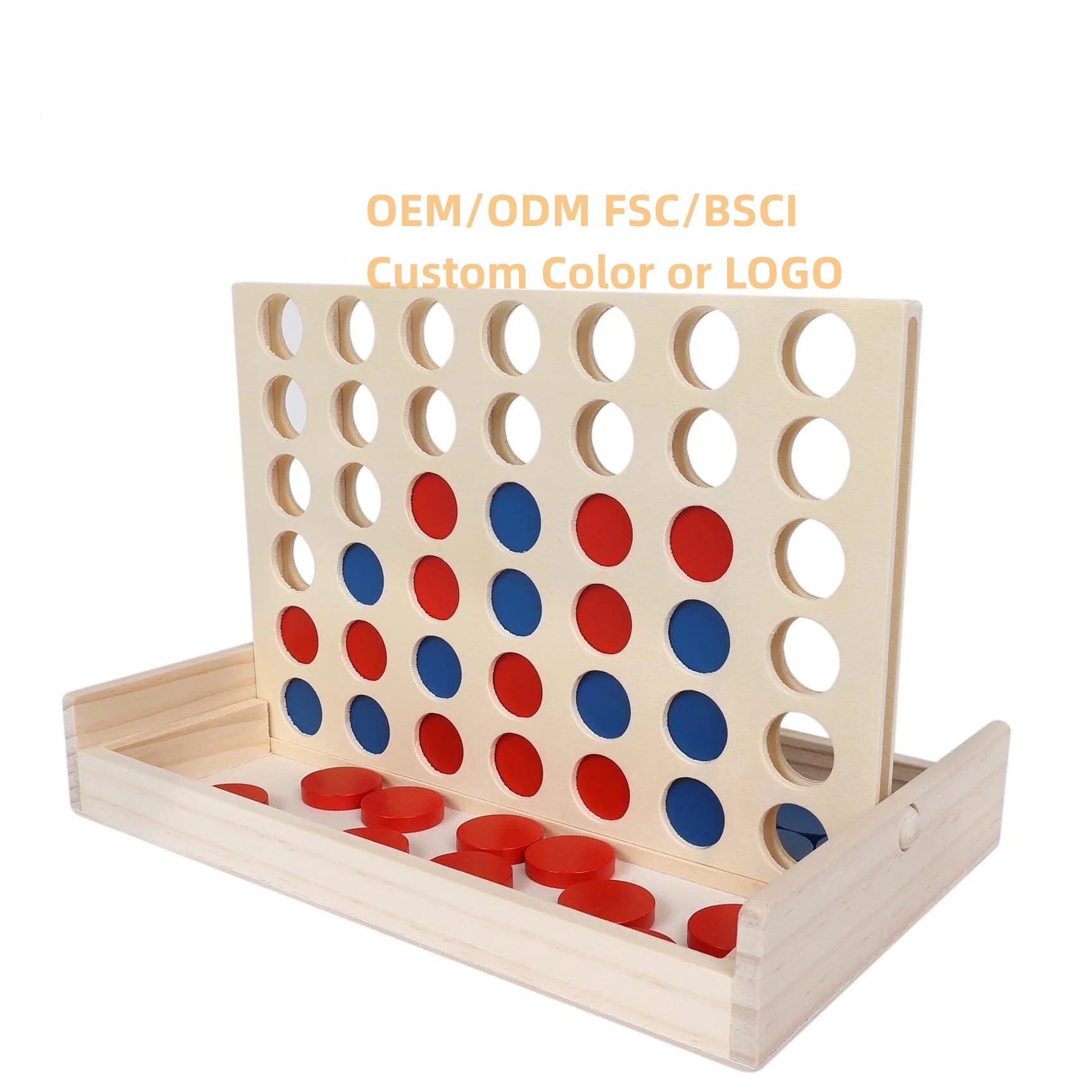 Children's Educational Wooden Four Player Connect Four Game-Giant 4 in a Row Eco-friendly Board Game Board Game Four in a Row