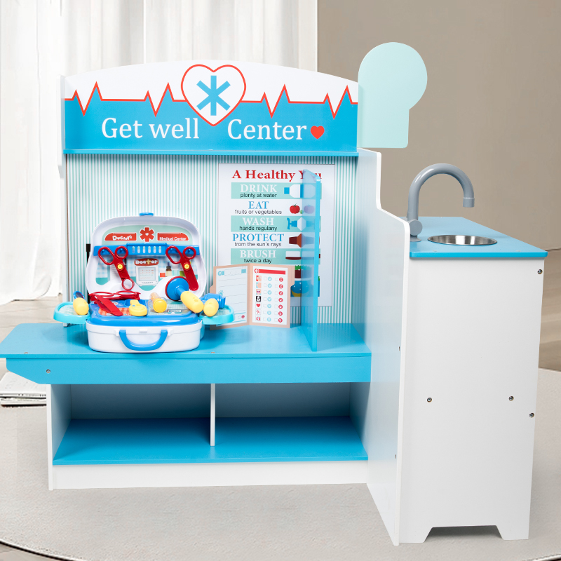 Children's Wooden Pretend Hospital Examination Table. Doctor and Nurse Role-playing Children's Play Toys.