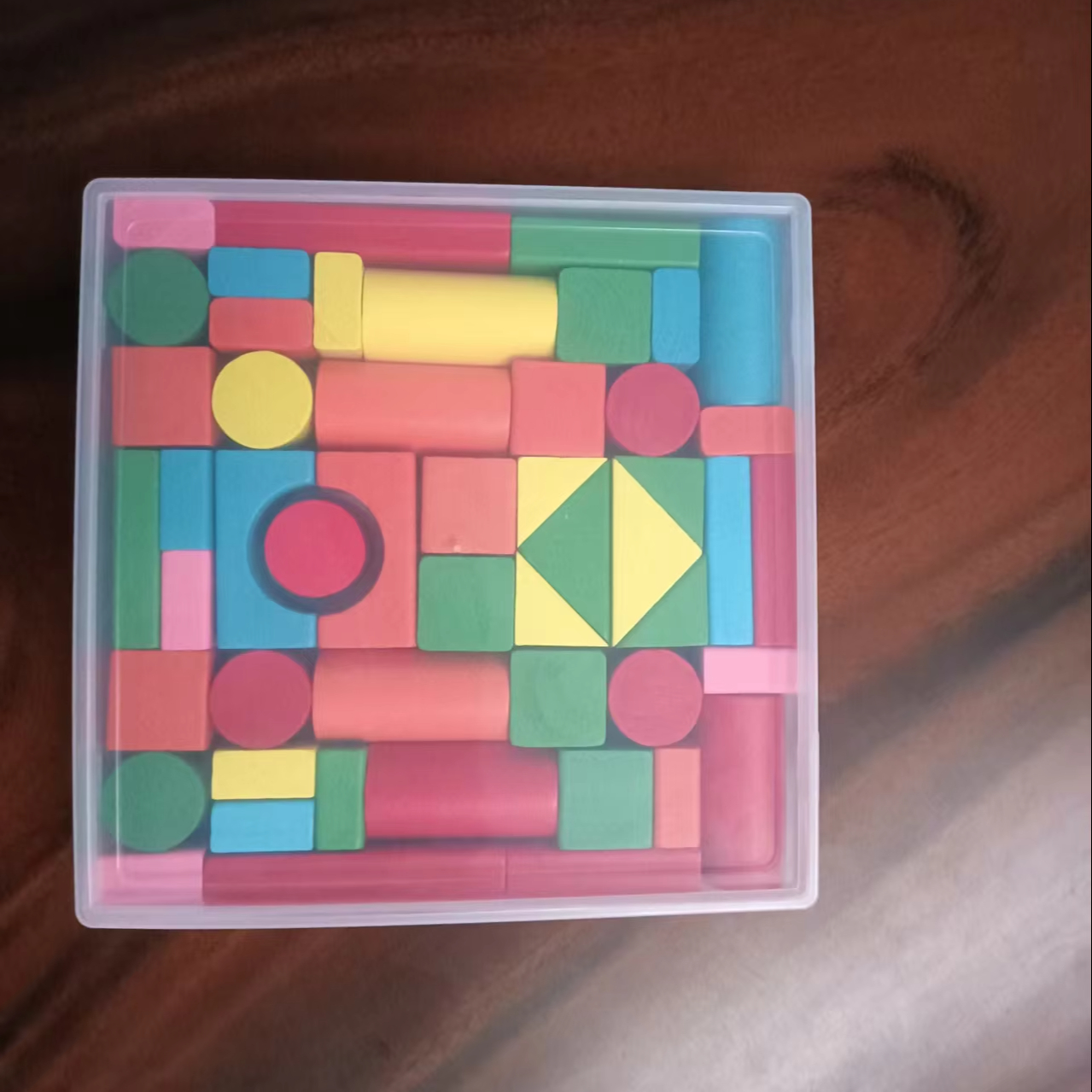 Montessori Building Blocks Set 50 Pcs Large Beech Wood Geometric Stacking Toys for Early Learning