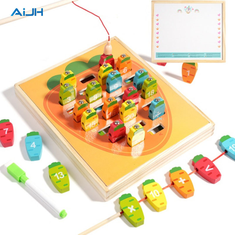 AiJH Wood Carrot Harvest Board Game Magnetic Catch Worms Toy For Toddlers Fine Motor Skills And Sensory Play Activity Toys