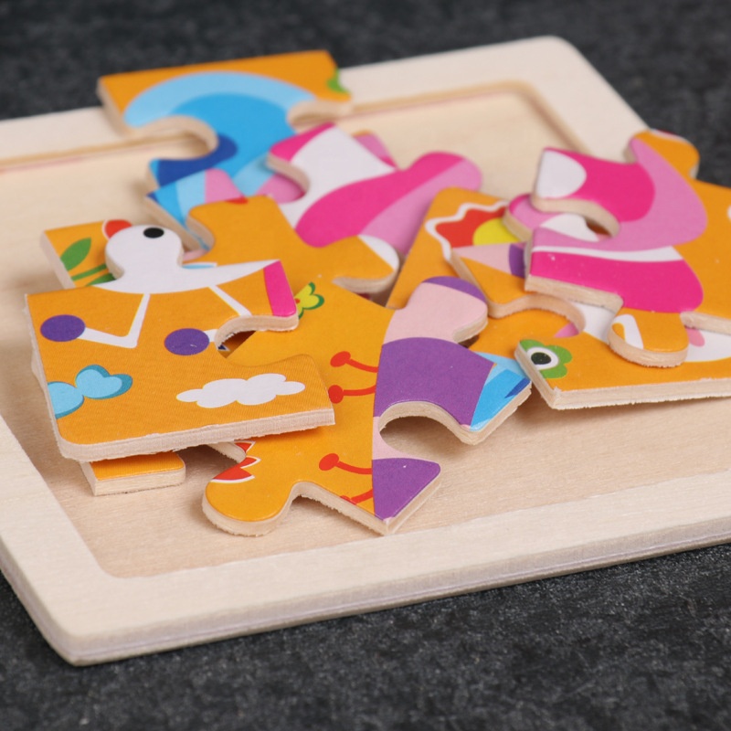 Wholesale Kids Wooden Puzzle Cartoon Animal Traffic Tangram Wood PuzzleToys Educational Jigsaw Toys for Children