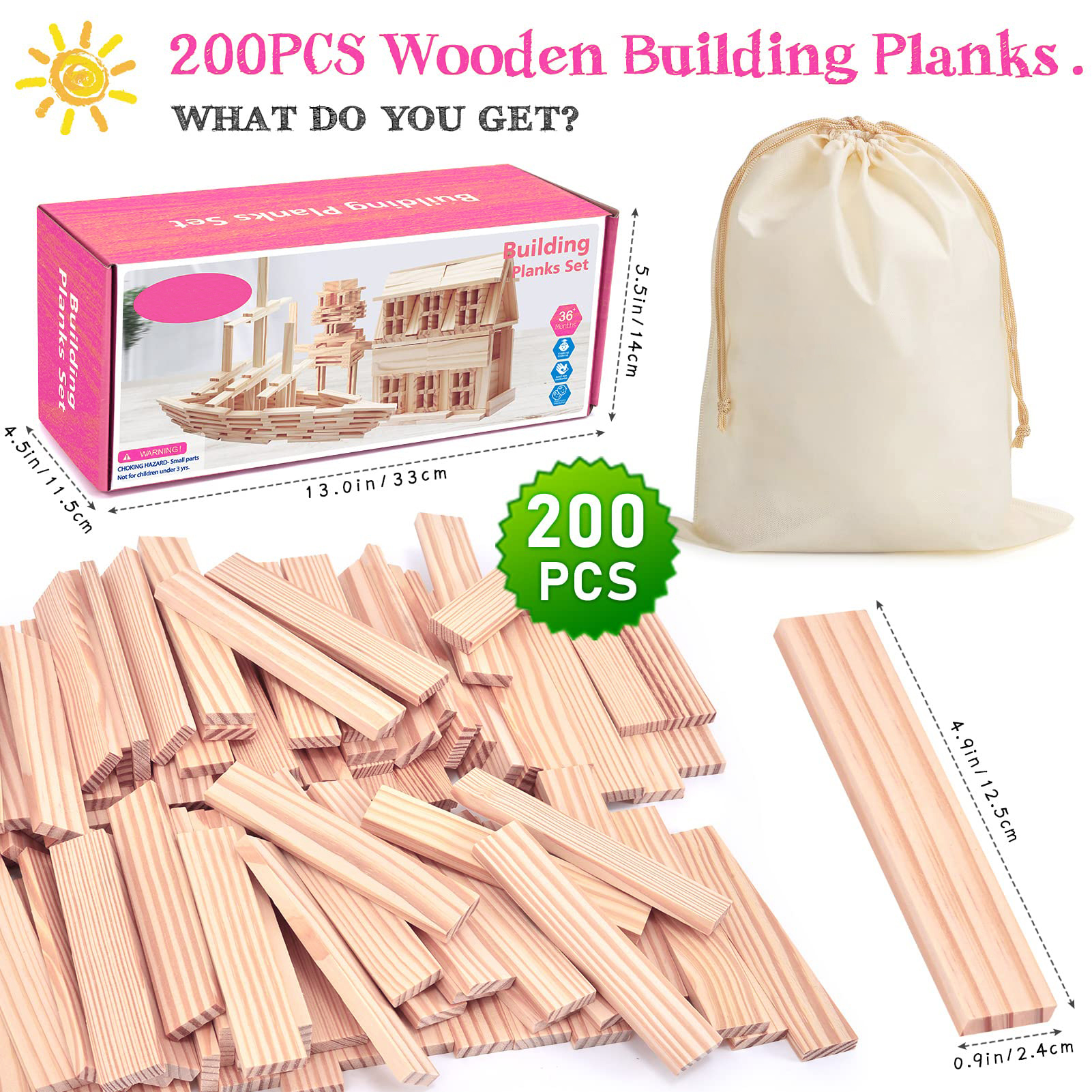 Custom Creative Children's Wooden Other Educational Toys Toddlers Wood Planks Building Block Sets