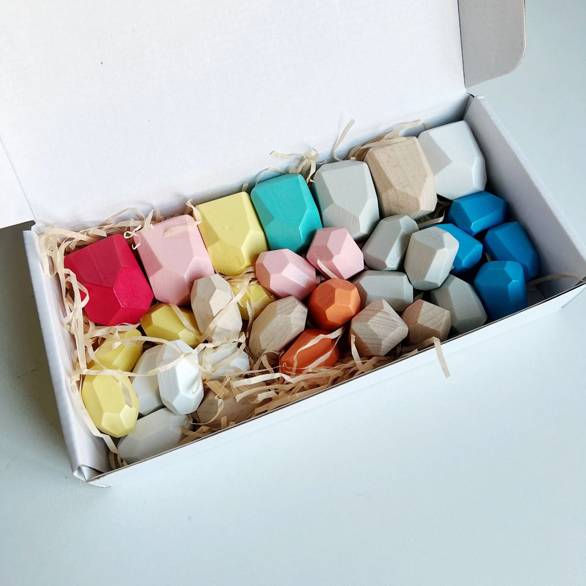 Wholesale Polular Kids Building Blocks Rainbow Sorting Stacking Rocks Balancing Wooden Stone Toys