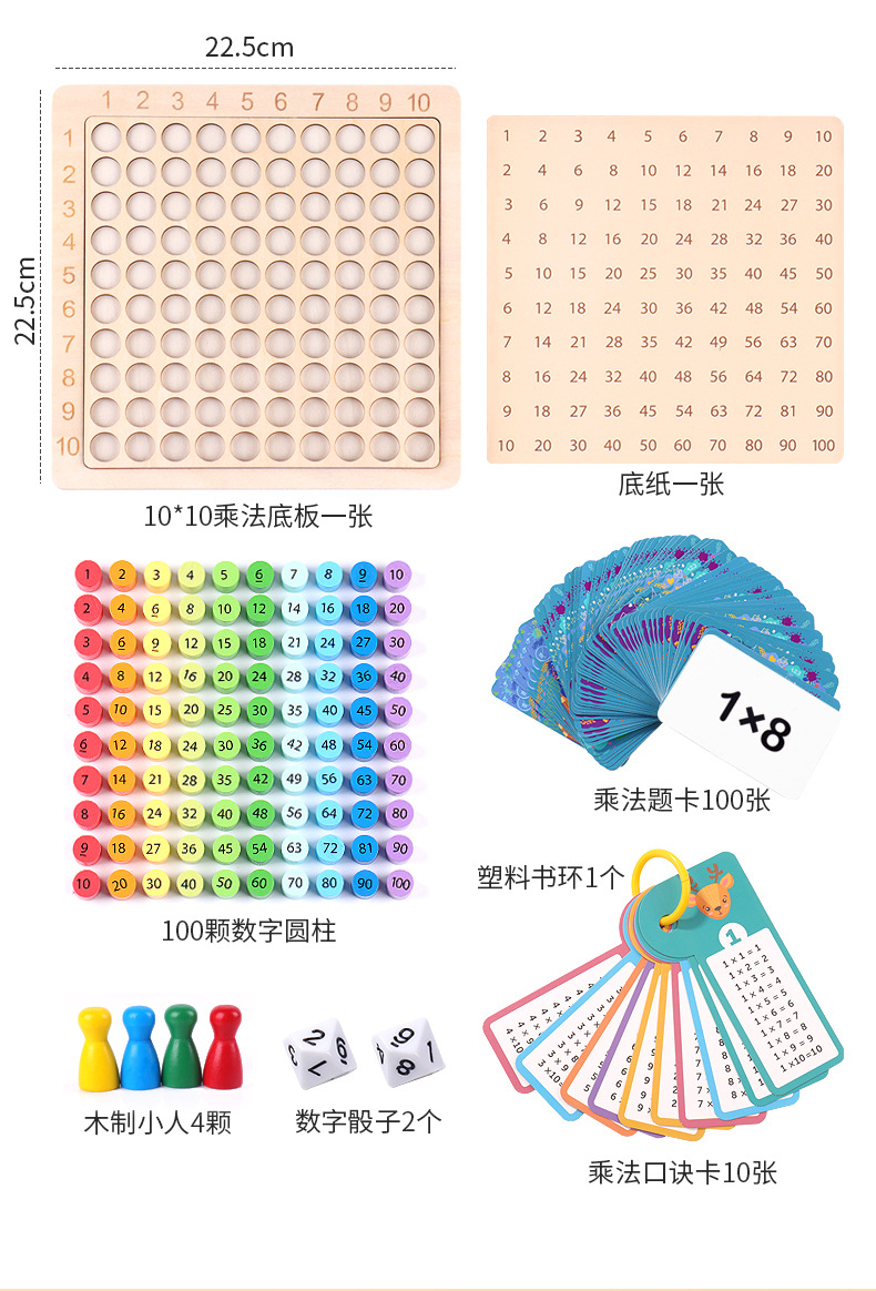 Children Math Learning Toy Montessori Educational Wooden Multiplication Board Game Kids Early Education Wooden Toys