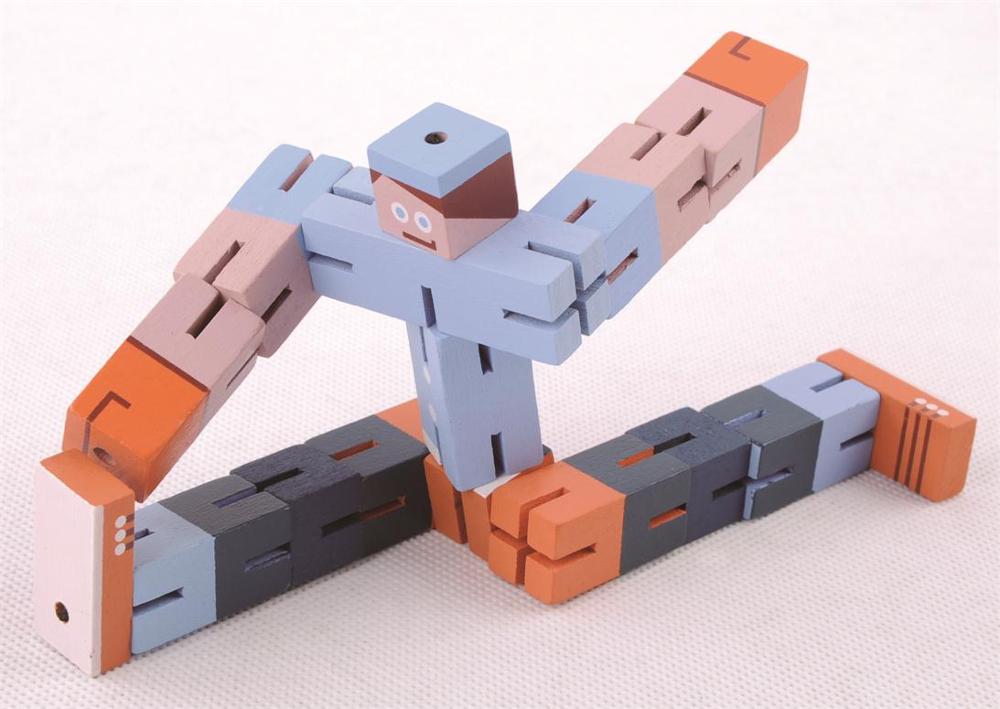 Intellectual Development Stacking Puzzle Creative Games 3D Wood Foldable Magic Cube Toys Robot Puzzle