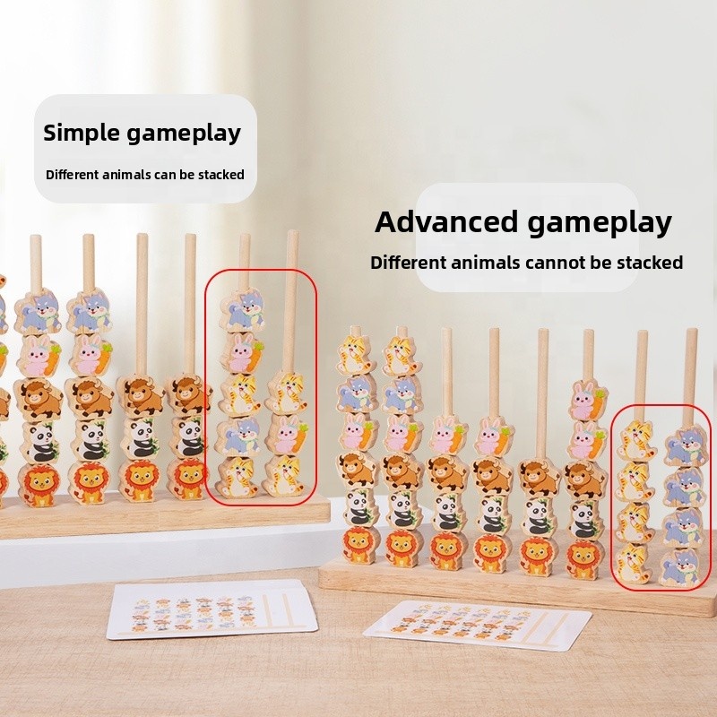 StarQmi Wooden Colorful Animal Beads Counting Rack Early Education Color Matching Toy Eco-friendly Non-toxic Math Toy Unisex 2-4