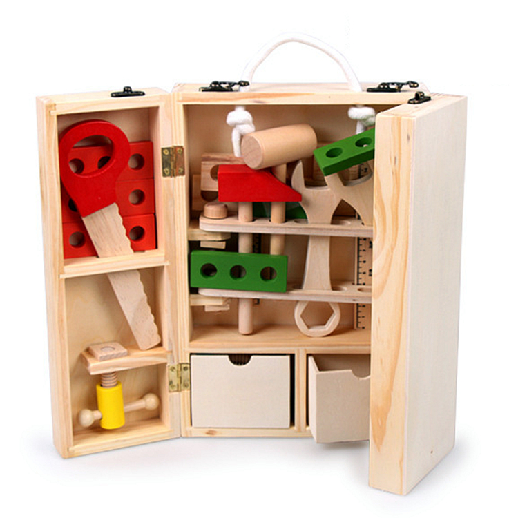 Pretend Play Carpenter Wooden Kids Toy Tool Set