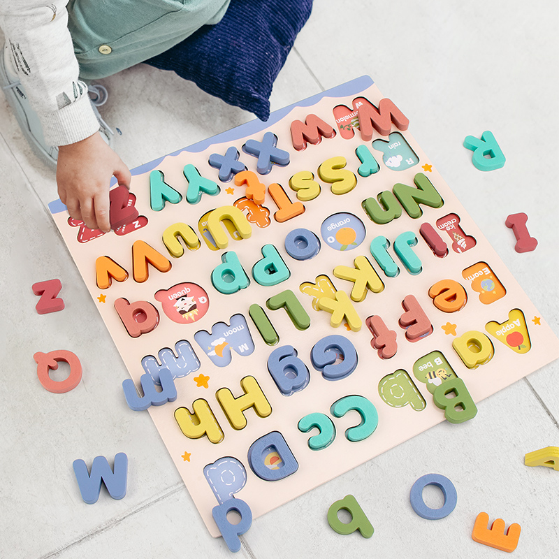 Most Popular Wooden Puzzle Montessori Wooden Alphabet Puzzles Board Initiation Kids Learning Toys