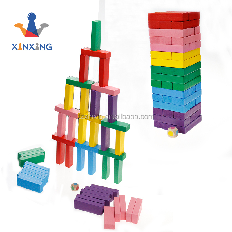 Mini Color Wooden Stacking Board Games Building Blocks for Kids Timber Tower Block Set Detail 6